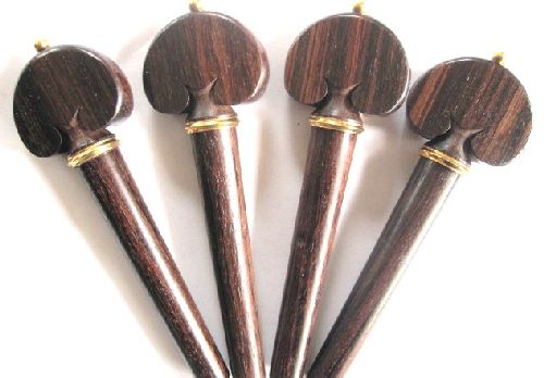 Cello pegs-heart-rosewood-gold trimme