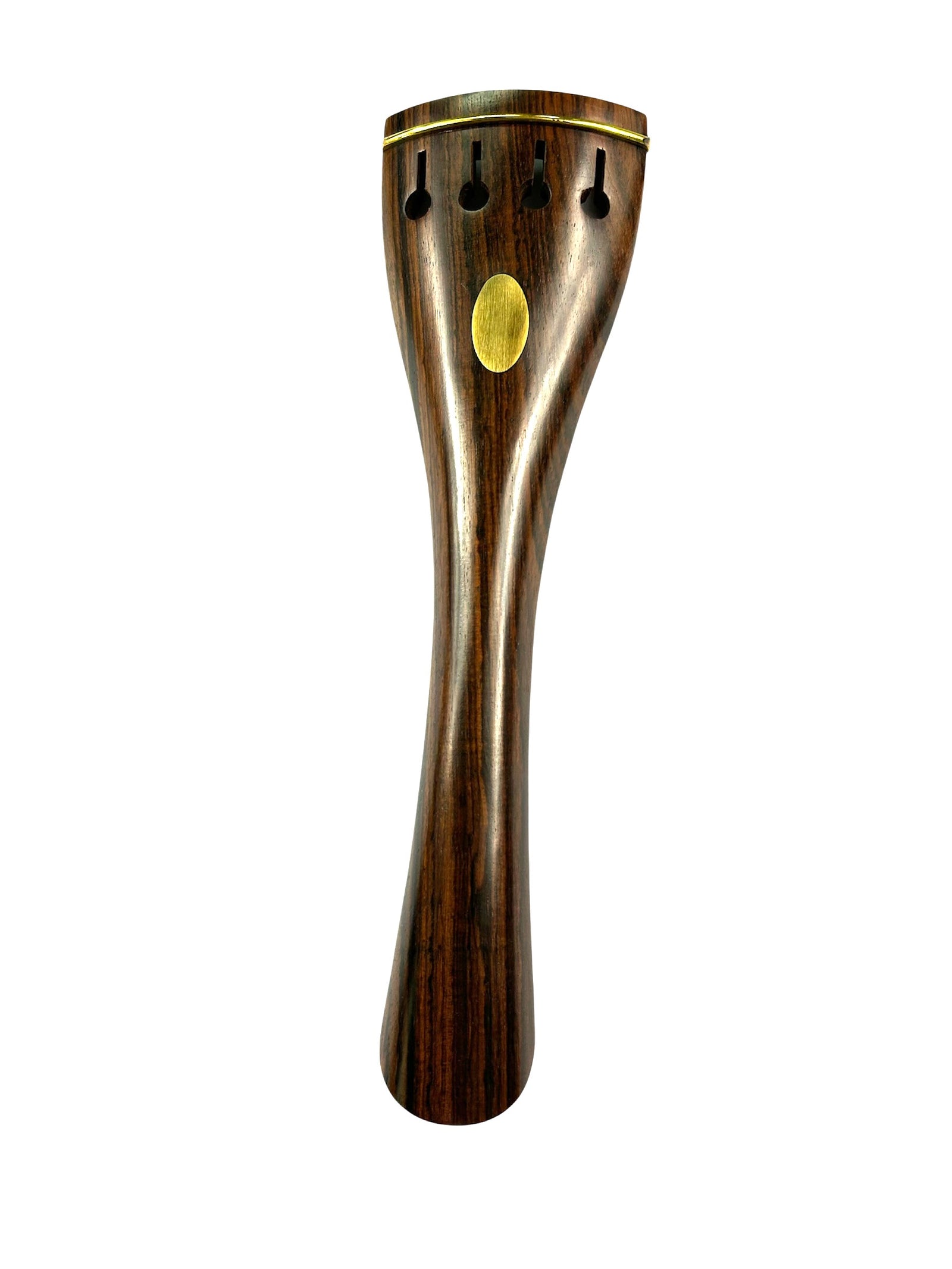 Cello Tailpiece-Round-Rosewood-Brass Olive-Gold Saddle