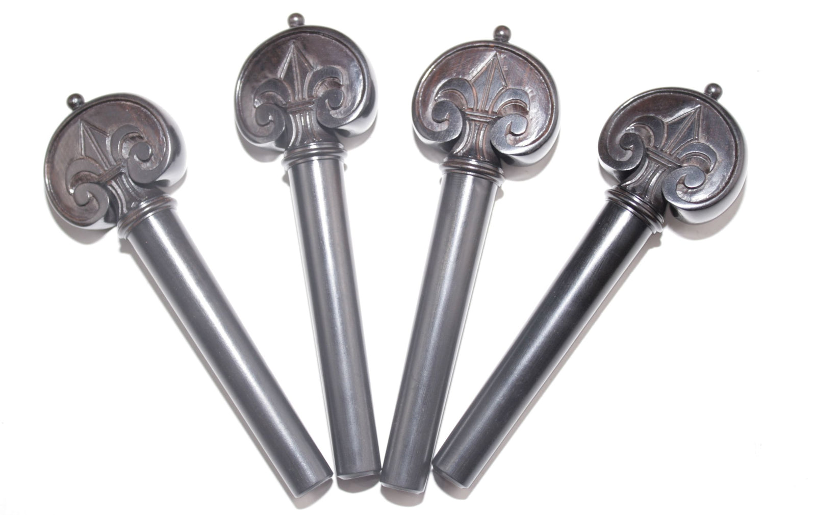 Cello Pegs Heart- Ebony Carved Fleur de Lys