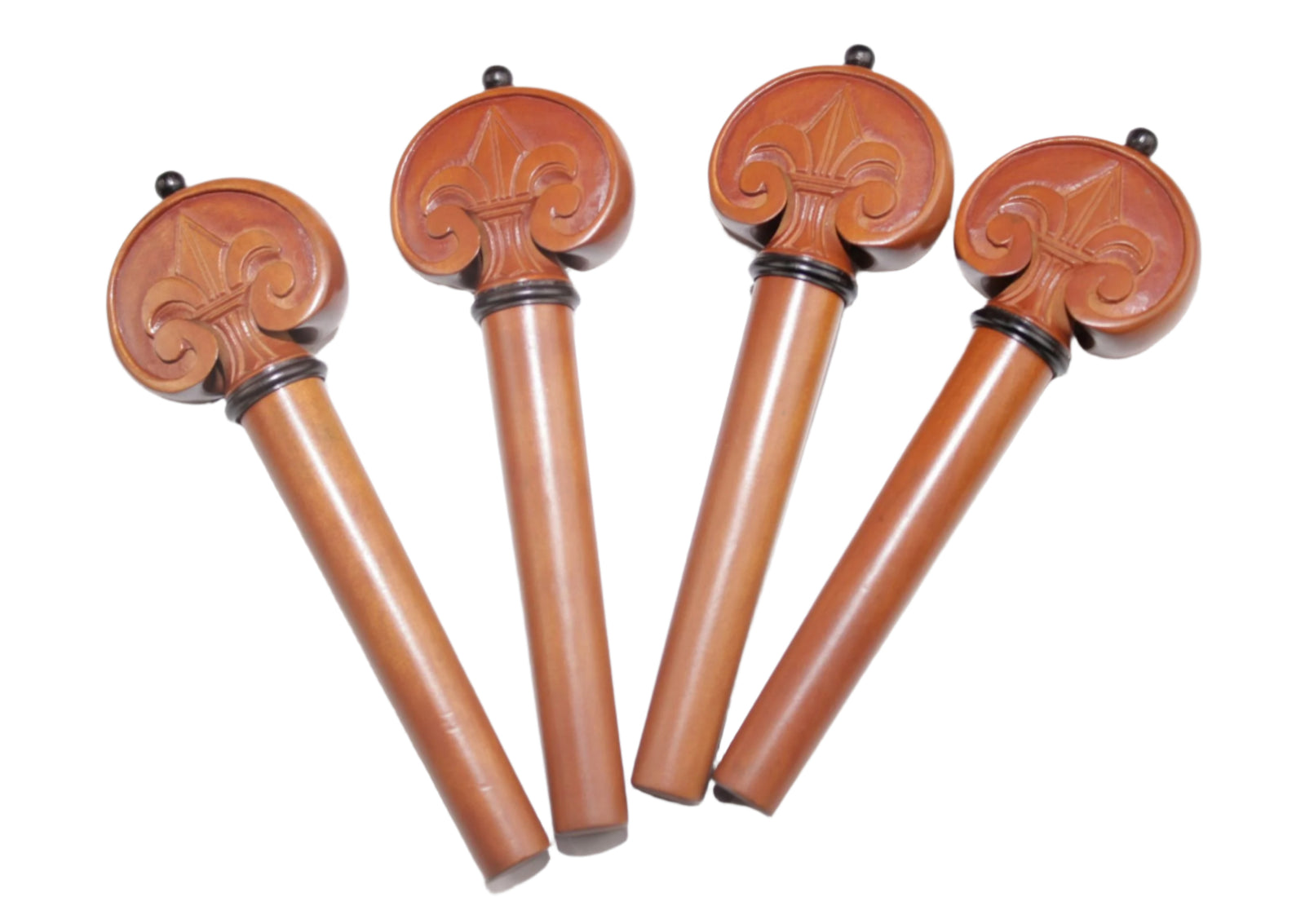 Cello Pegs Heart- Boxwood Carved fleur de Lys