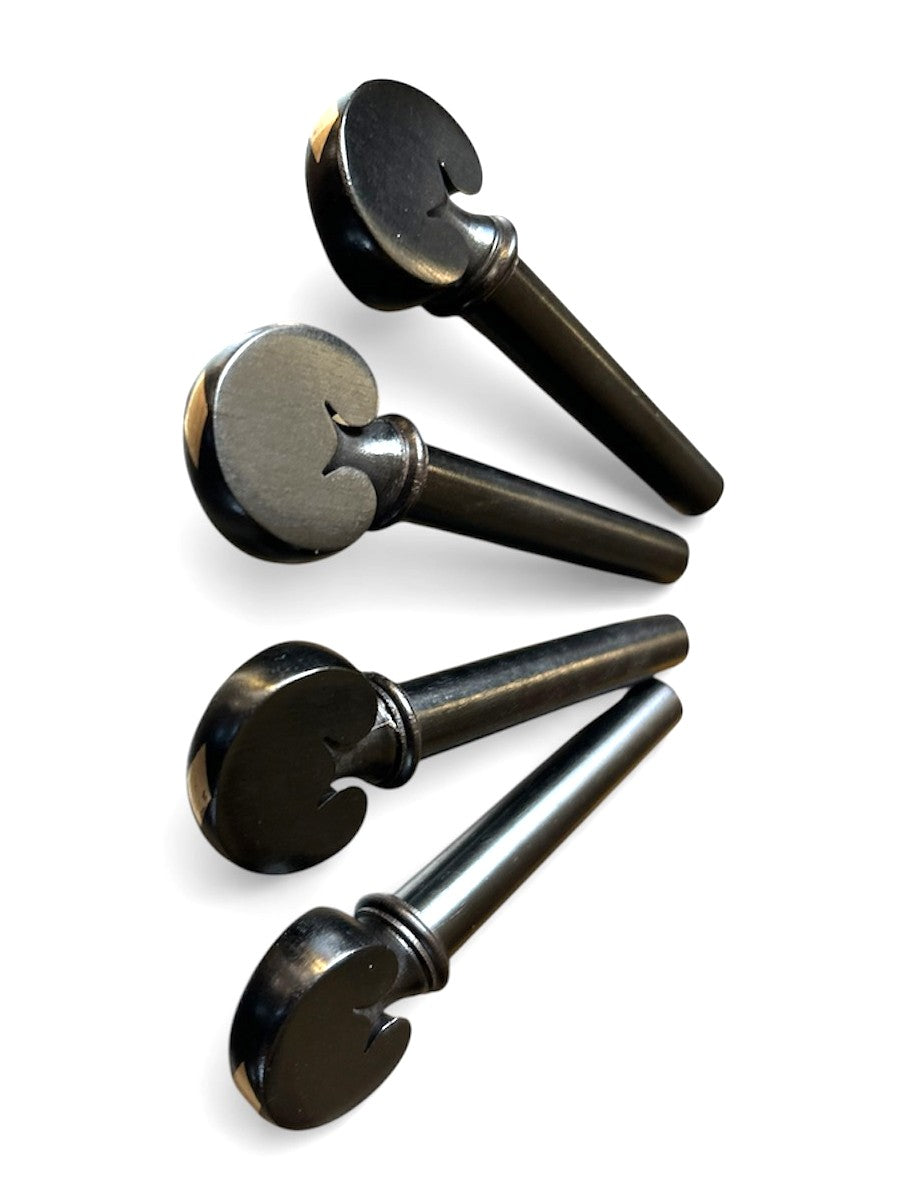 Violin Pegs-Heart-Ebony-Brass Diamond