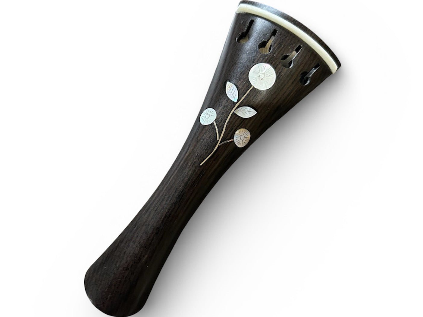 Viola Tailpiece-French-Ebony-Flower inlay-White bone saddle-125mm