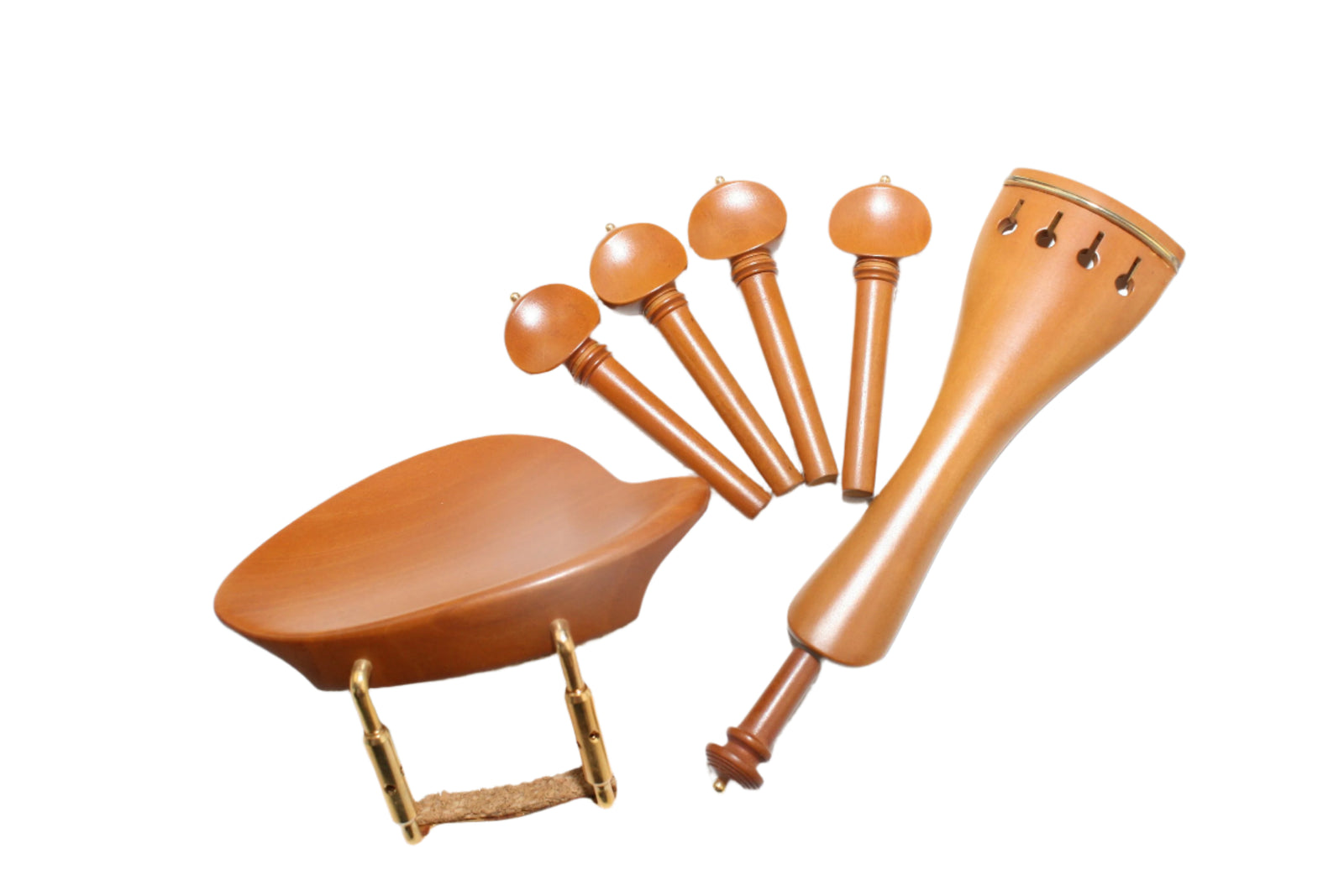 Violin Fitting Set-Boxwood-Gold with Flat Baron Chinrest