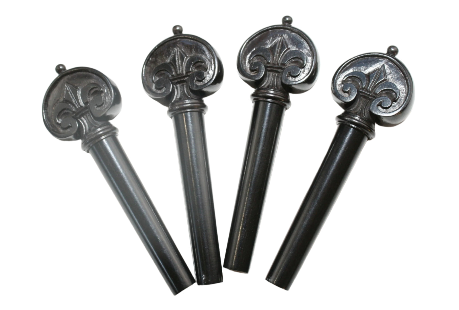 Violin Pegs-Heart-Ebony-Carved Fleur de Lys