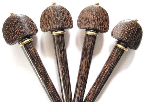 Cello pegs-Hill-Tigerwood-gold trimme