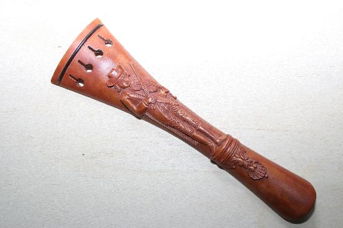 Cello Tailpiece-French-Boxwood-carved violinist