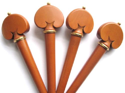 Cello pegs-Heart-Boxwood-gold collar gold pin