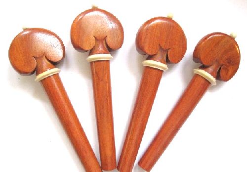 Cello Pegs-Heart-Pernambuco-white trimme