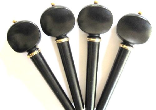 cello pegs-Swiss-Ebony-gold trimme