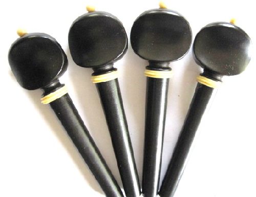 Cello pegs-Swiss-Ebony-white collar& pin