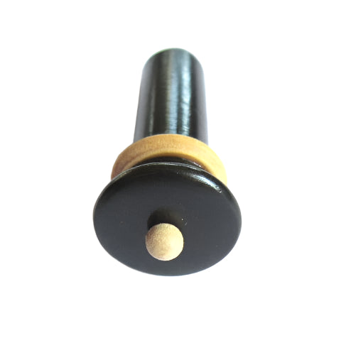 Violin endpin-Ebony-flat round-white trimme