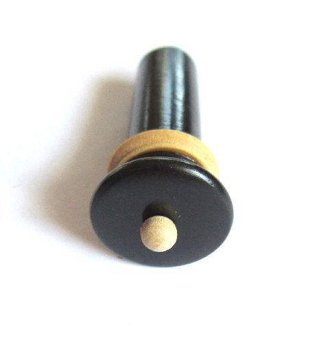 Violin endpin-Ebony-flat round-white trimme