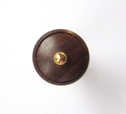 Violin endpin-crabwood-Flat round-gold pin