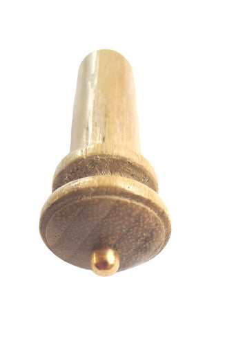 Violin endpin-Teak-flat round-gold pin