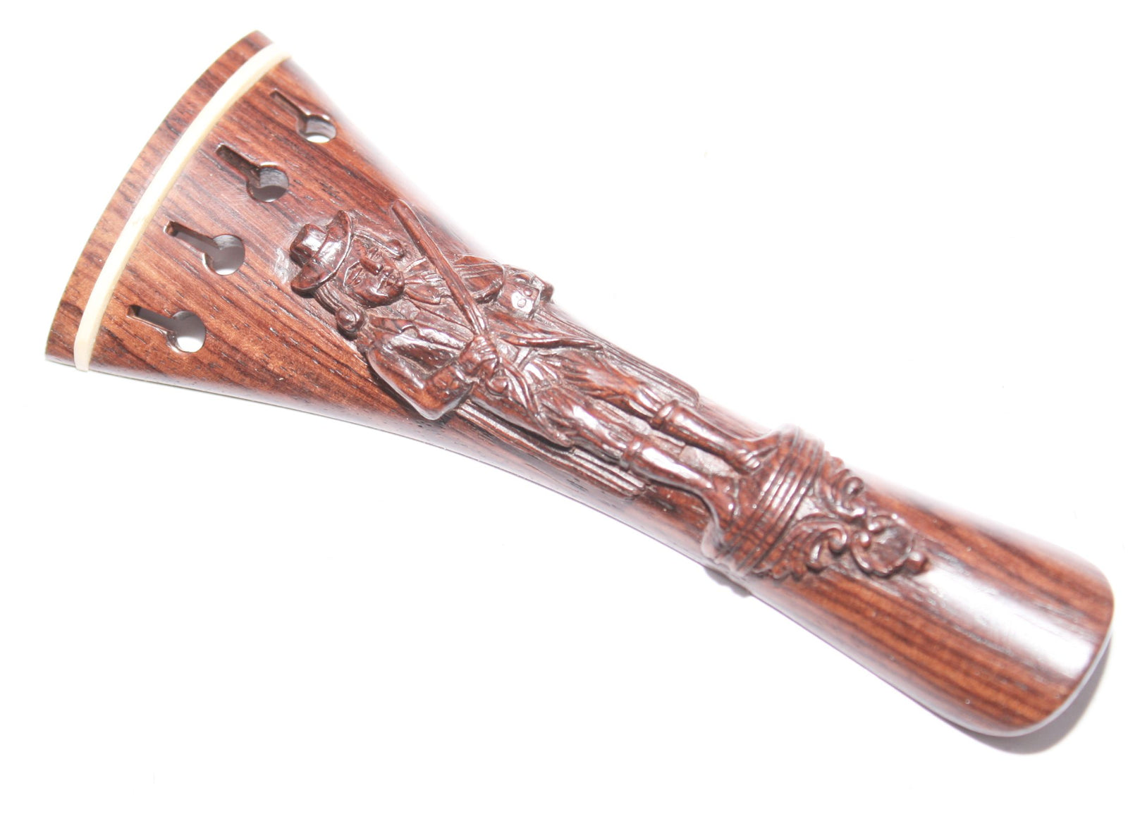 Viola Tailpiece-French-Rosewood-Carved Violist-White saddle