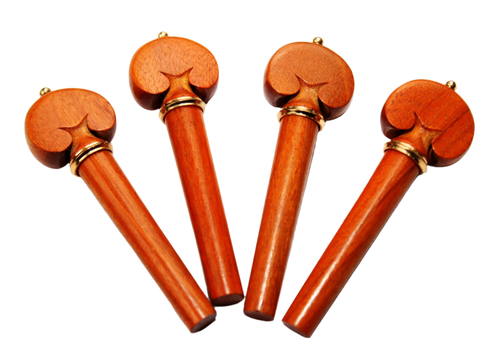 Cello Pegs Heart- Pernambuco gold trimmed