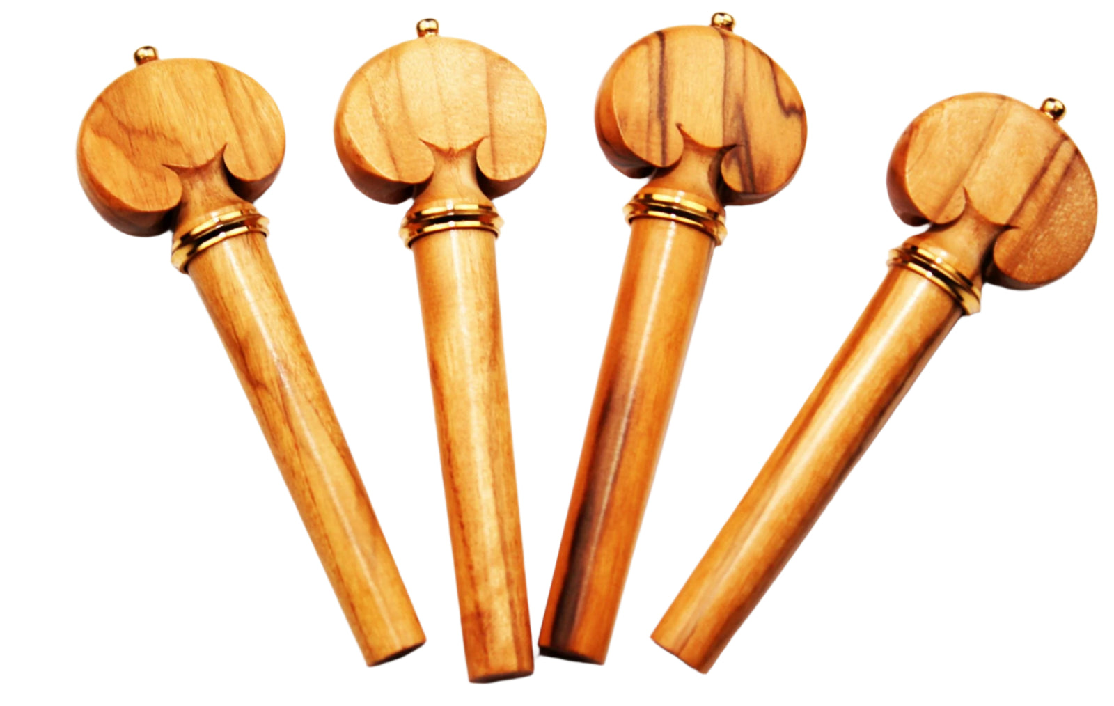 Viola Pegs-Heart-Olive-Gold Trimmed