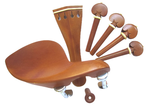 Violin fitting set- boxwood-white trimme-heart