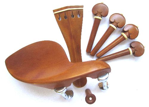 Violin fitting set- boxwood-white trimme-heart