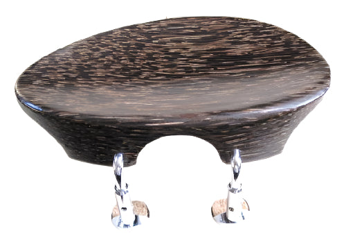 Violin chinrest- Flat Flesch-Tigerwood-semi hill chrome