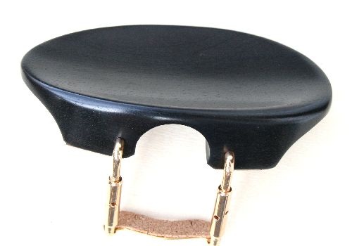 Violin chinrest- Flat Flesch-Ebony-standard gold