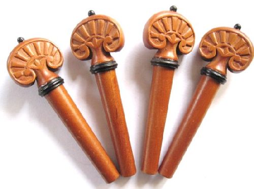 Violin pegs-Heart-boxwood-carved-ebony collar andpin