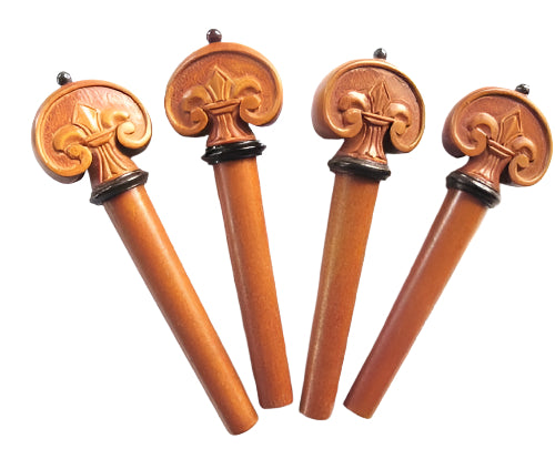 Viola pegs-Heart-Boxwood-carved-f-d-lys
