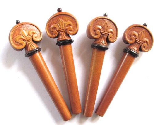Viola pegs-Heart-Boxwood-carved-f-d-lys