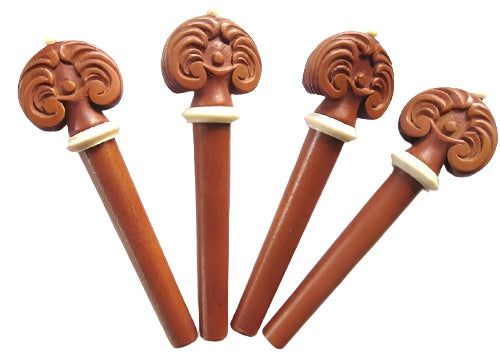 Violin pegs-Heart-Boxwood-carved relief-white trimme