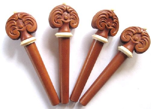 Violin pegs-Heart-Boxwood-carved relief-white trimme