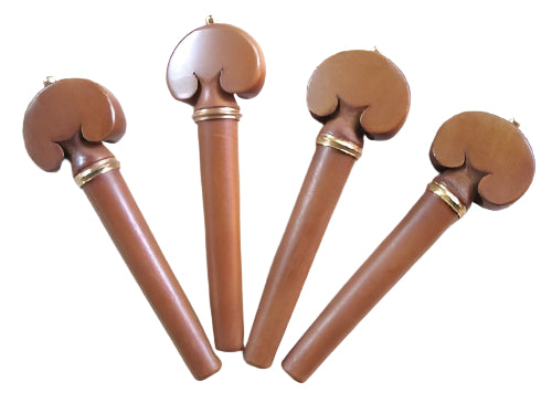 Violin pegs-Heart-Boxwood-Gold collar&pin