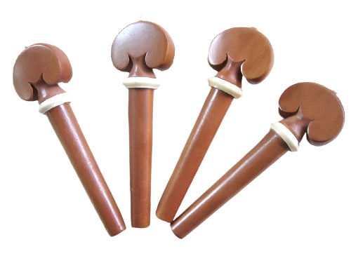 Violin pegs-Heart-Boxwood-White collar&pin