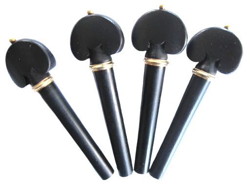 violin pegs-heart-Ebony-gold collar&pinl