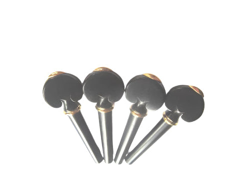 Violin pegs-Hrat-Ebony-Gold collar-brass cap