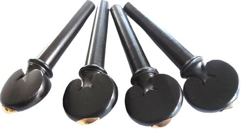 Violin pegs-Heart-Ebony-brass olive