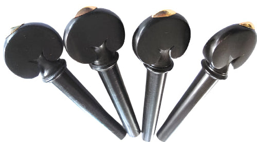 Viola pegs-Heart-ebony-black collar-olive
