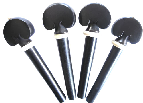 Violin pegs-Heart-Ebony-white collar&pin