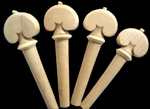 Violin pegs-Heart-natural maple-white trimme