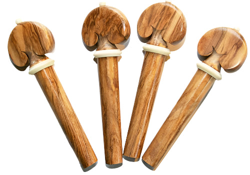 Viola pegs-Heart-Olive-White trimmed