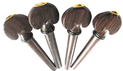 Violin pegs-Heart-Rosewood-Ebony collar- Olive