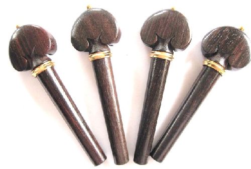 Violin pegs-Heart-Rosewood-Gold collar&pin
