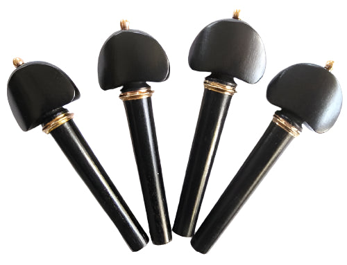 Violin pegs-Hill-ebony-Gold collar&pin