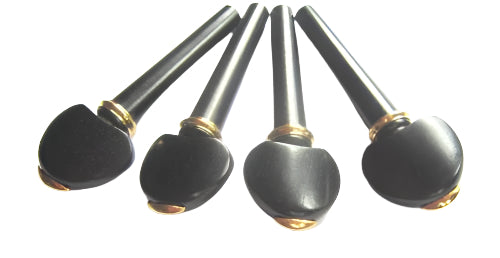 Violin pegs-Hill-Ebony-Gold collar and brass cap