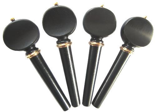 violin pegs-Mirecourt-Ebony gold trimme
