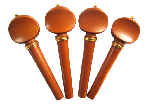 Violin pegs-Swiss-Boxwood-Gold trimme