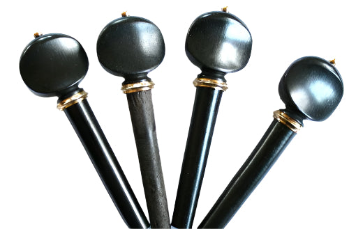 Violin pegs-Swiss-Ebony-Gold trimme