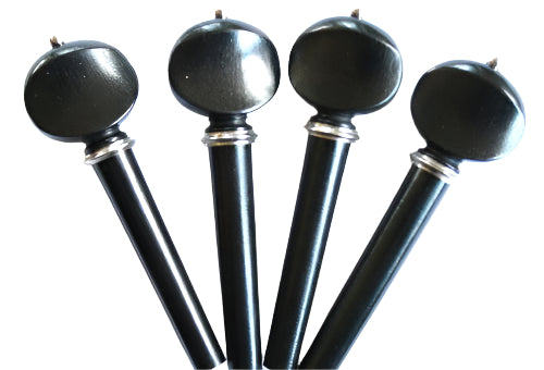Violin pegs-Swiss-Ebony-silver trimme