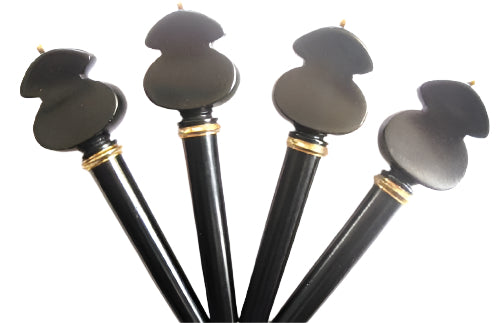 Violin pegs-Zans-Ebony-gold trimme