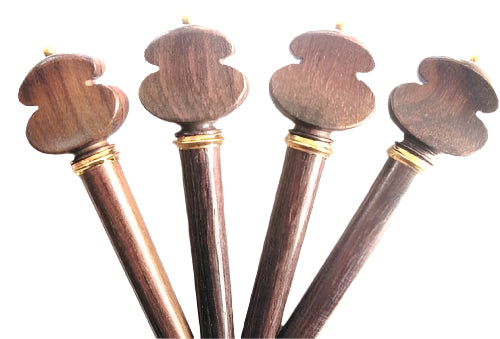 Violin pegs-Zans-Rosewood-gold trimme