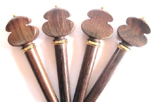 Violin pegs-Zans-Rosewood-gold trimme